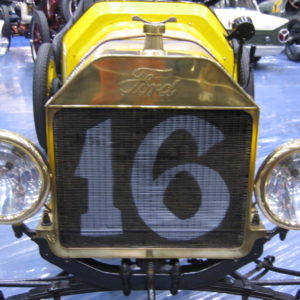 A car with 16 on the grill