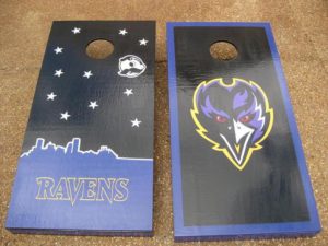 Ravens themed cornhol boards